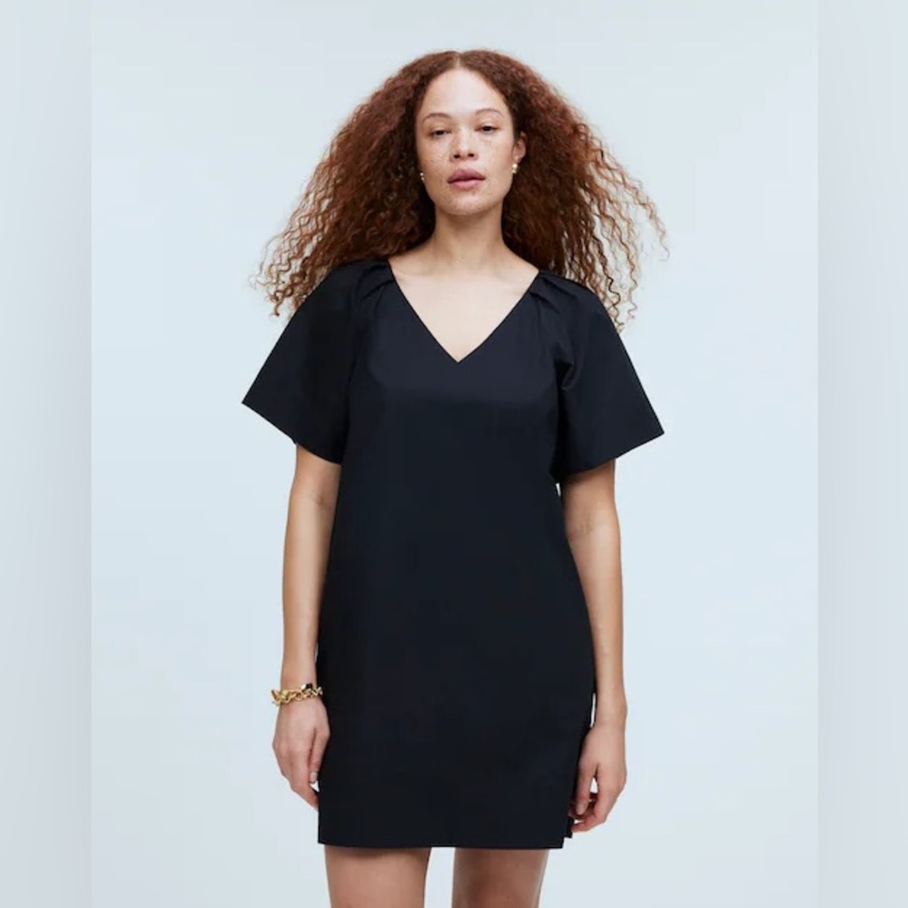 Madewell V-Neck Mini Shirtdress In Black Size XXS
